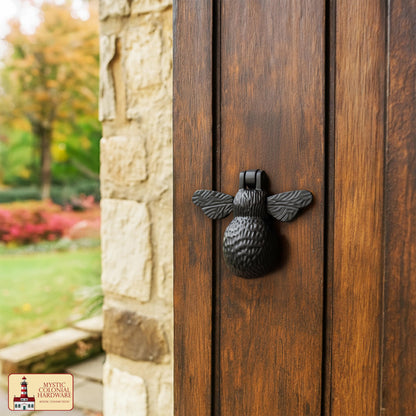 Rustic Cast Iron Bumblebee Door Knocker: Ideal for Victorian, Colonial, Retro, Steampunk, Gothic, Baroque, and Medieval Settings, (10.3×12.2) cm