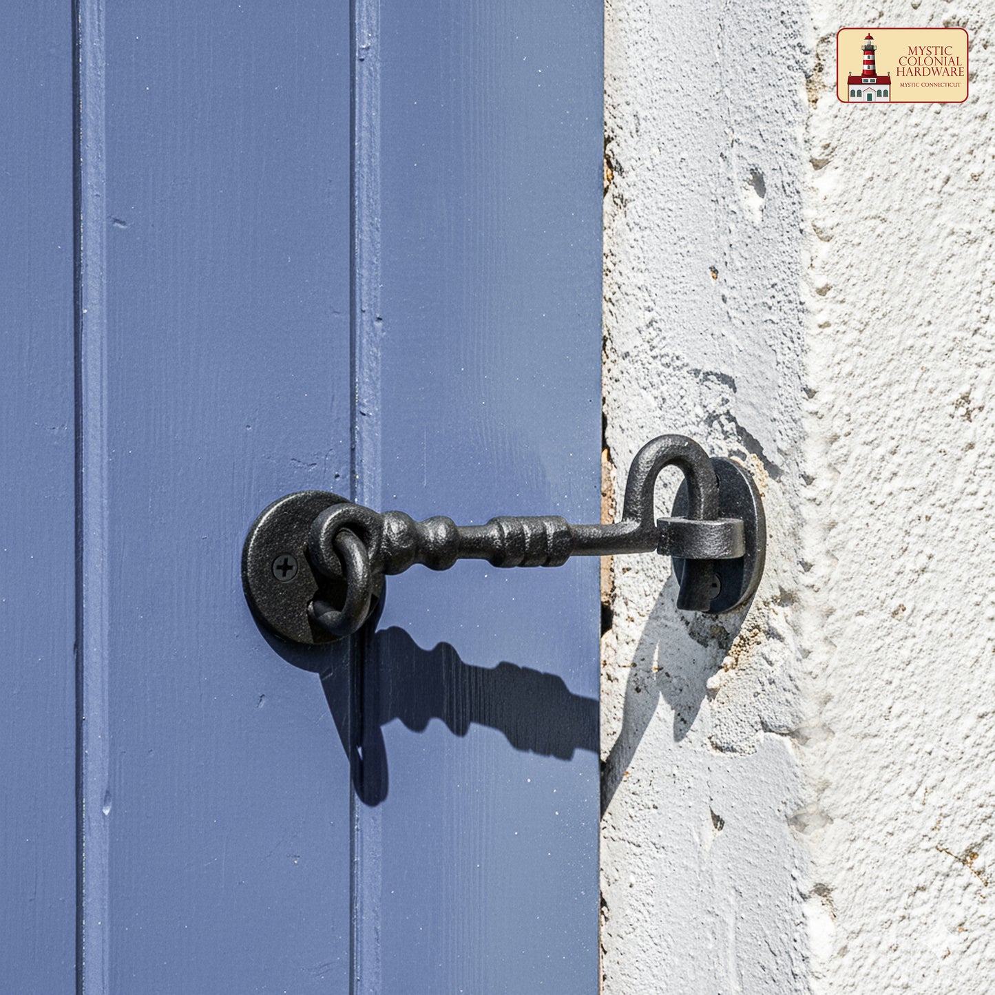 Black Wrought Iron Cabin Hook Eye 5.5" Long Large Decorative Privacy Hook Latches for Cabinet Window Kitchen Sliding Or Barn Doors : Pack of 2