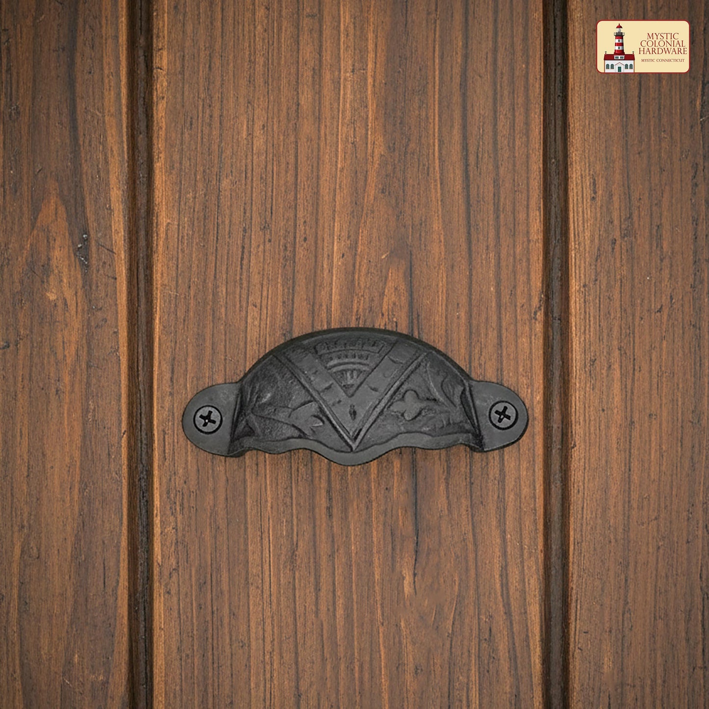 Rustic Cast Iron Set of 4 Drawer Pulls Cabinet Cup Pulls: Ideal for Victorian, Colonial, Retro, Steampunk, Gothic, Baroque, and Medieval Settings, (8.4x3.5) cm