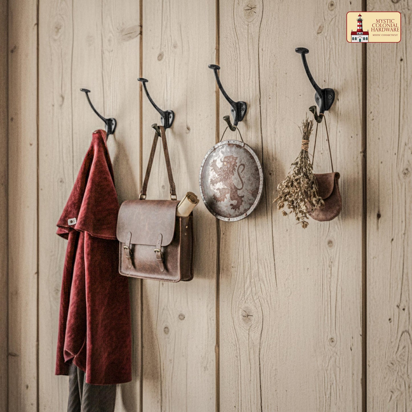 Rustic Cast Iron Wall Hooks Set of 2: Ideal for Victorian, Colonial, Retro, Steampunk, Gothic, and Baroque Settings (13.4x3.8) cm