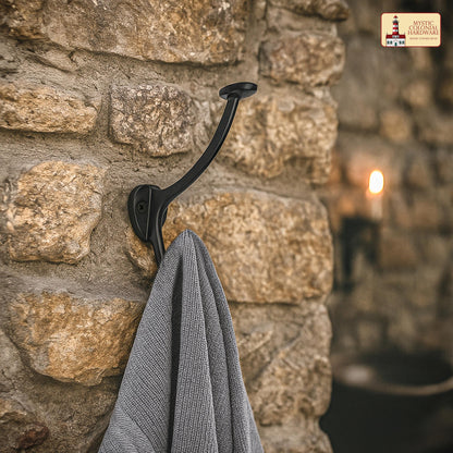 Rustic Cast Iron Wall Hooks Set of 2: Ideal for Victorian, Colonial, Retro, Steampunk, Gothic, and Baroque Settings (13.4x3.8) cm