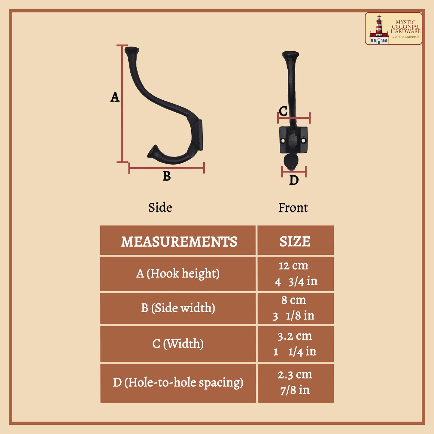 Rustic Cast Iron Wall Hooks Set of 2: Ideal for Victorian, Colonial, Retro, Steampunk, Gothic, and Baroque Settings 13 cm