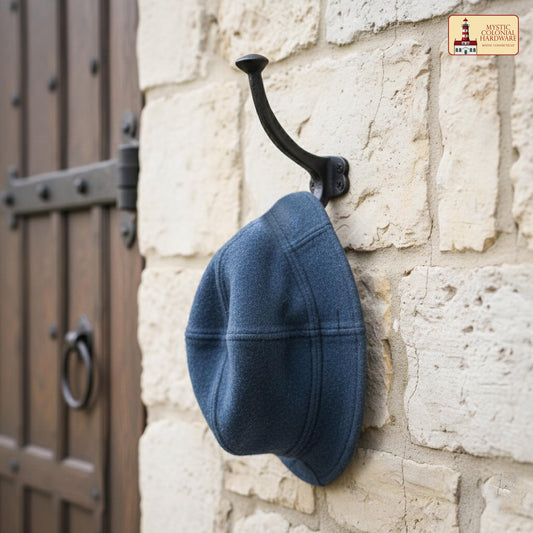 Rustic Cast Iron Wall Hooks Set of 2 : Ideal for Victorian, Colonial, Retro, Steampunk, Gothic, and Baroque Settings ( 11 x 3.8 ) cm