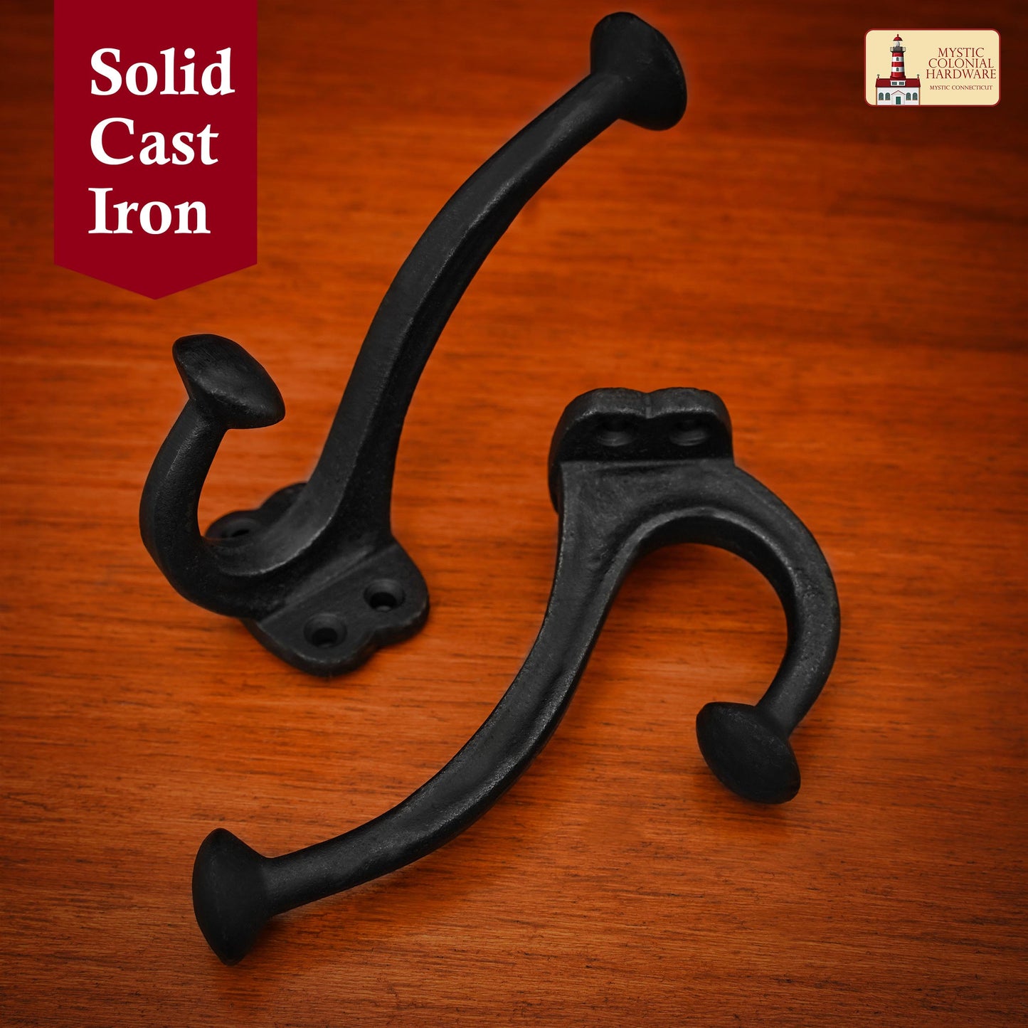 Rustic Cast Iron Wall Hooks Set of 2 : Ideal for Victorian, Colonial, Retro, Steampunk, Gothic, and Baroque Settings ( 11 x 3.8 ) cm