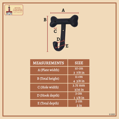 Rustic Hand Forged Iron Wall Hooks Set of 2: Ideal for Victorian, Colonial, Retro, Steampunk, Gothic, and Baroque Settings (11.2x10) cm