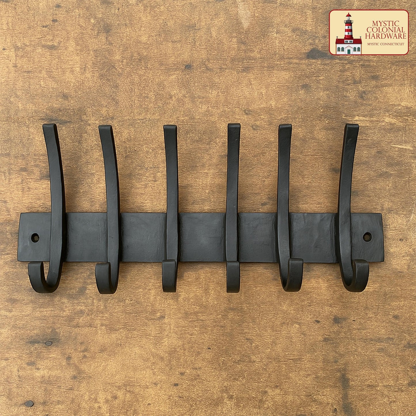 Rustic Hand Forged Iron Wall Hooks Set of 6: Ideal for Victorian, Colonial, Retro, Steampunk, Gothic, and Baroque Settings (32.5x14.4) cm