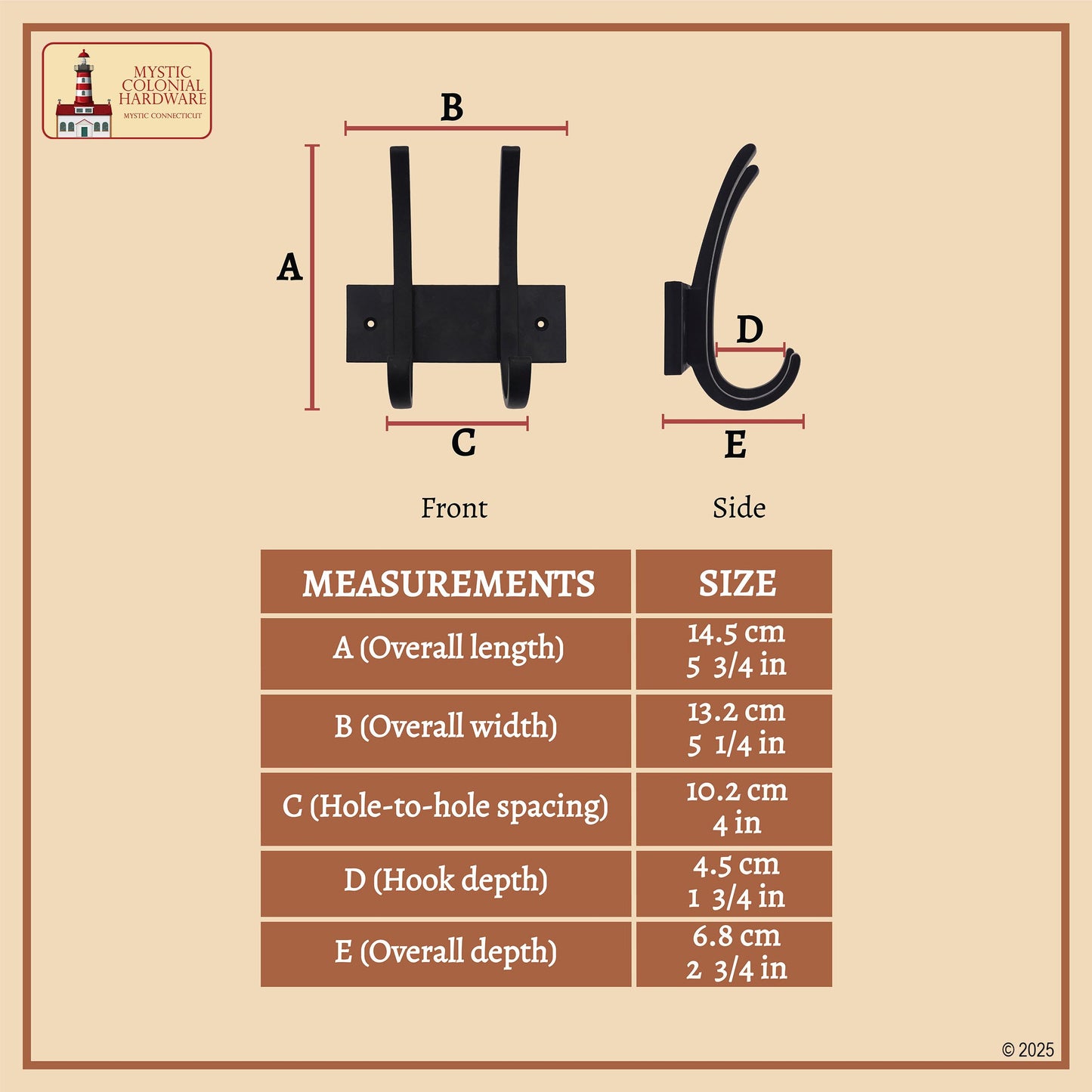 Rustic Forged Iron Wall Hooks, Heavy Duty Retro Utility Hooks for Hanging Coat, Bag, Towel, Robe, Hat and More : Black