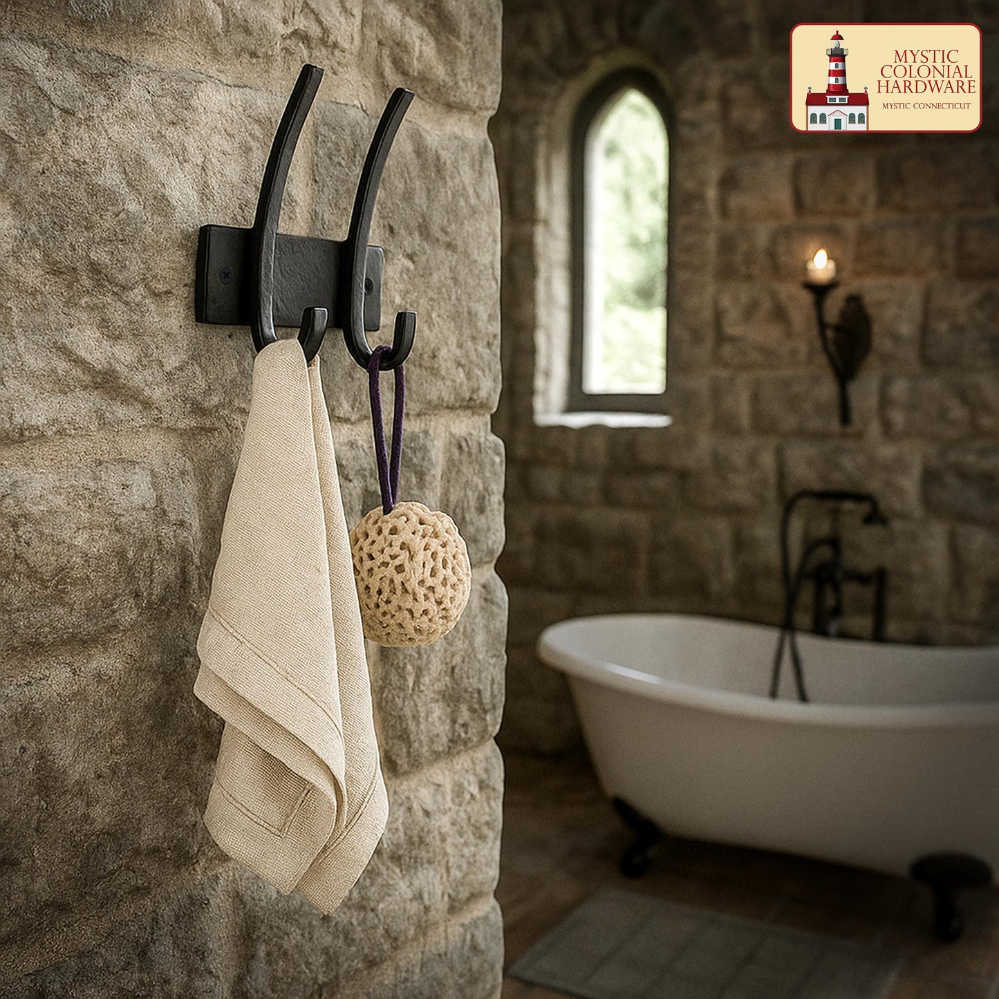 Rustic Forged Iron Wall Hooks, Heavy Duty Retro Utility Hooks for Hanging Coat, Bag, Towel, Robe, Hat and More : Black