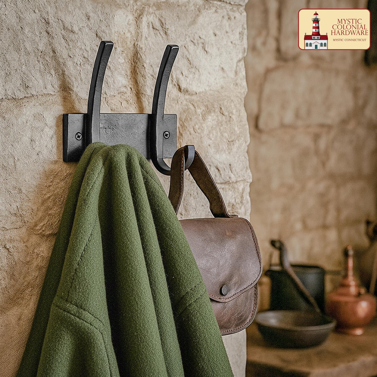 Rustic Forged Iron Wall Hooks, Heavy Duty Retro Utility Hooks for Hanging Coat, Bag, Towel, Robe, Hat and More : Black