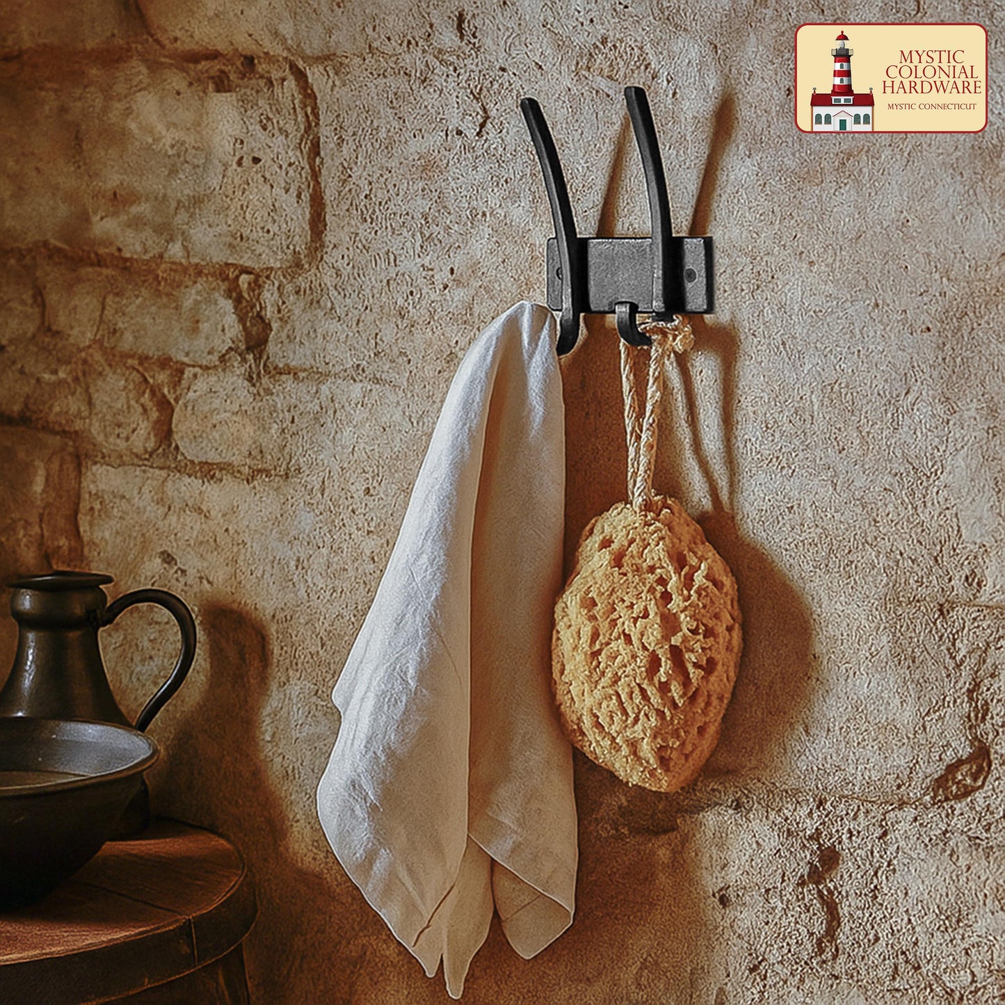 Rustic Forged Iron Wall Hooks, Heavy Duty Retro Utility Hooks for Hanging Coat, Bag, Towel, Robe, Hat and More : Black