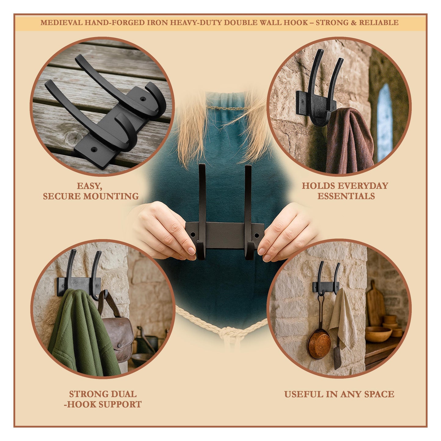 Cast Iron Wall Hooks Rack