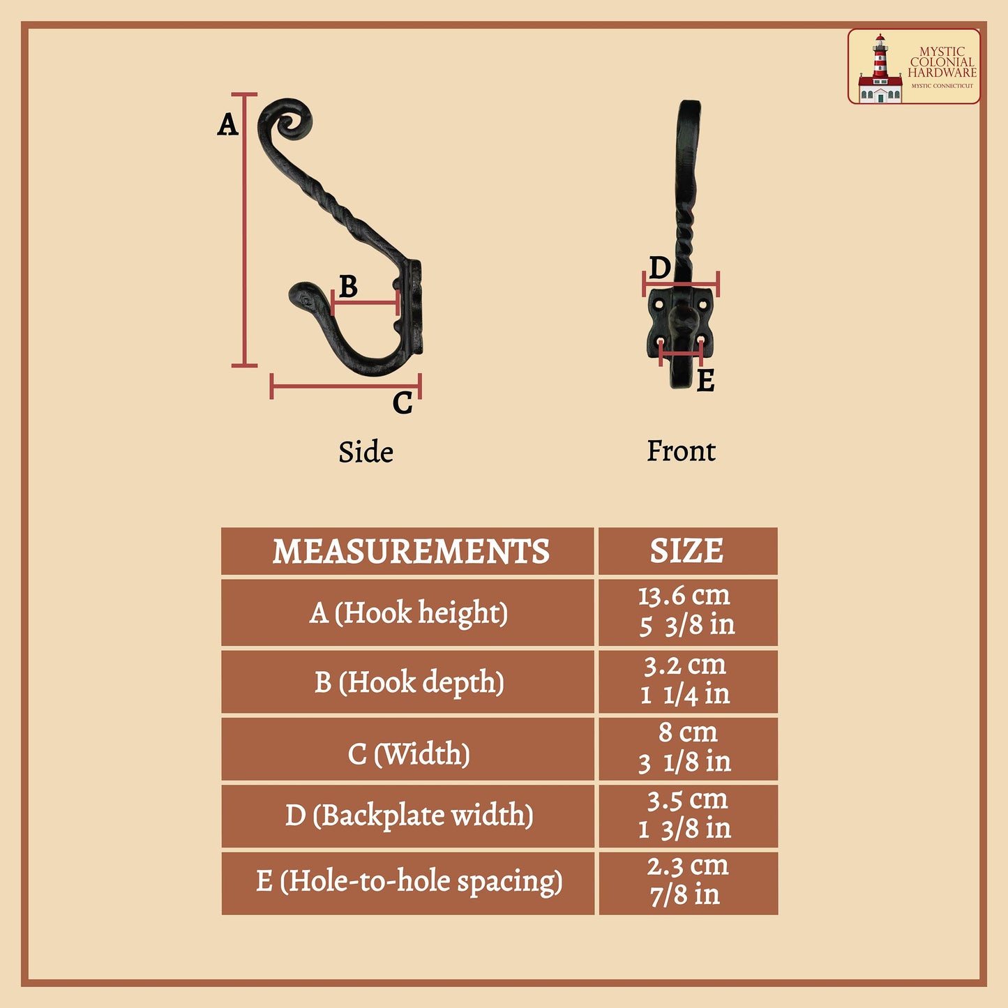 Rustic Hand Forged Iron Wall Hooks Set of 2: Ideal for Victorian, Colonial, Retro, Steampunk, Gothic, and Baroque Settings (11x12) cm