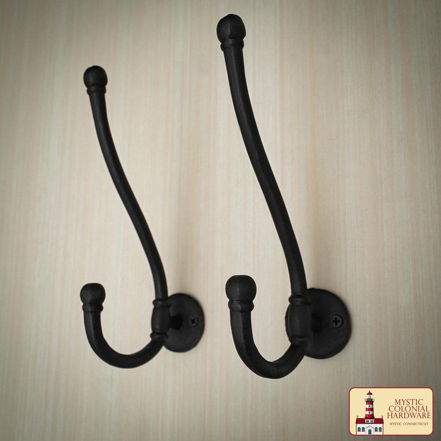 Rustic Forged Iron Wall Hook, Heavy Duty Retro Utility Hooks for Hanging Coat, Bag, Towel, Robe, Hat and More, Black : Large
