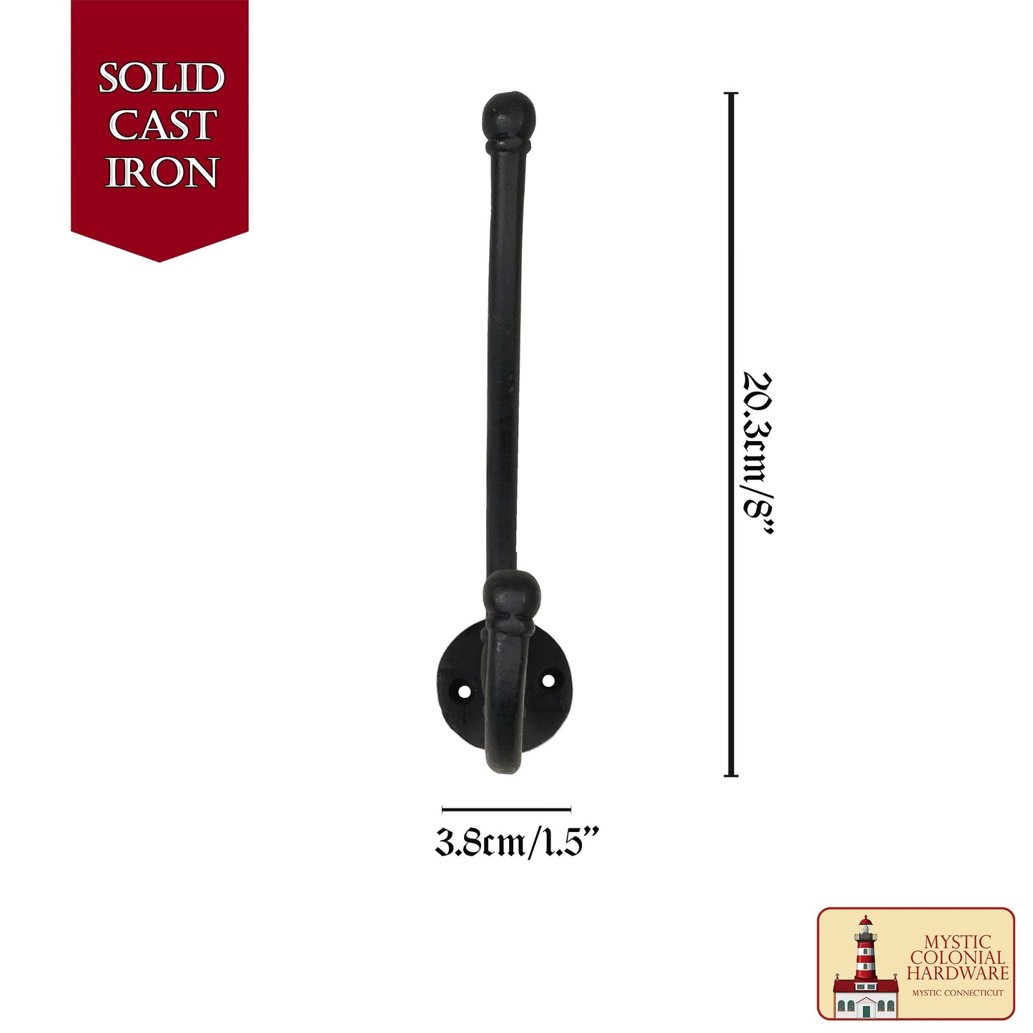 Rustic Forged Iron Wall Hook, Heavy Duty Retro Utility Hooks for Hanging Coat, Bag, Towel, Robe, Hat and More, Black : Large