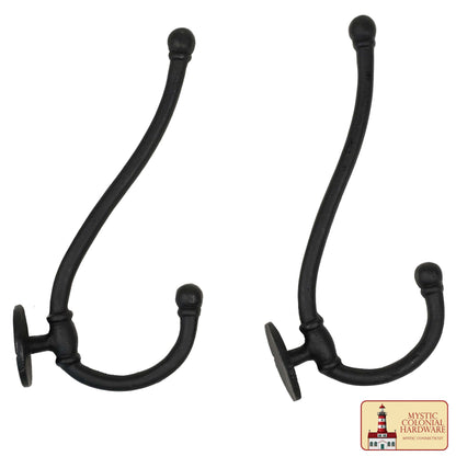 Rustic Forged Iron Wall Hook, Heavy Duty Retro Utility Hooks for Hanging Coat, Bag, Towel, Robe, Hat and More, Black : Large