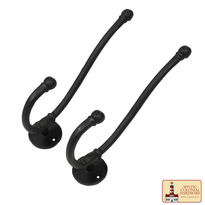 Rustic Forged Iron Wall Hook, Heavy Duty Retro Utility Hooks for Hanging Coat, Bag, Towel, Robe, Hat and More, Black : Large