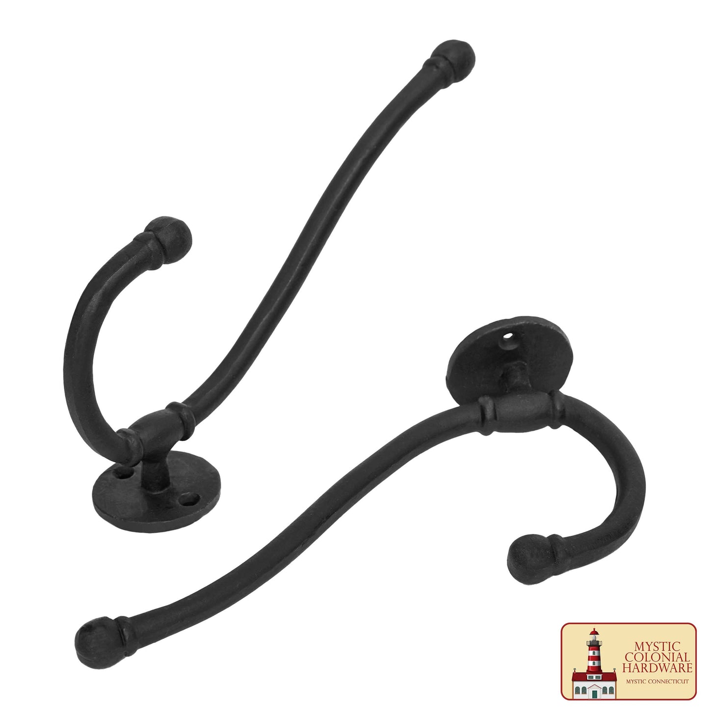 Rustic Forged Iron Wall Hook, Heavy Duty Retro Utility Hooks for Hanging Coat, Bag, Towel, Robe, Hat and More, Black : Large