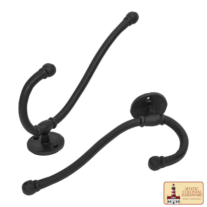 Rustic Forged Iron Wall Hook, Heavy Duty Retro Utility Hooks for Hanging Coat, Bag, Towel, Robe, Hat and More, Black : Large