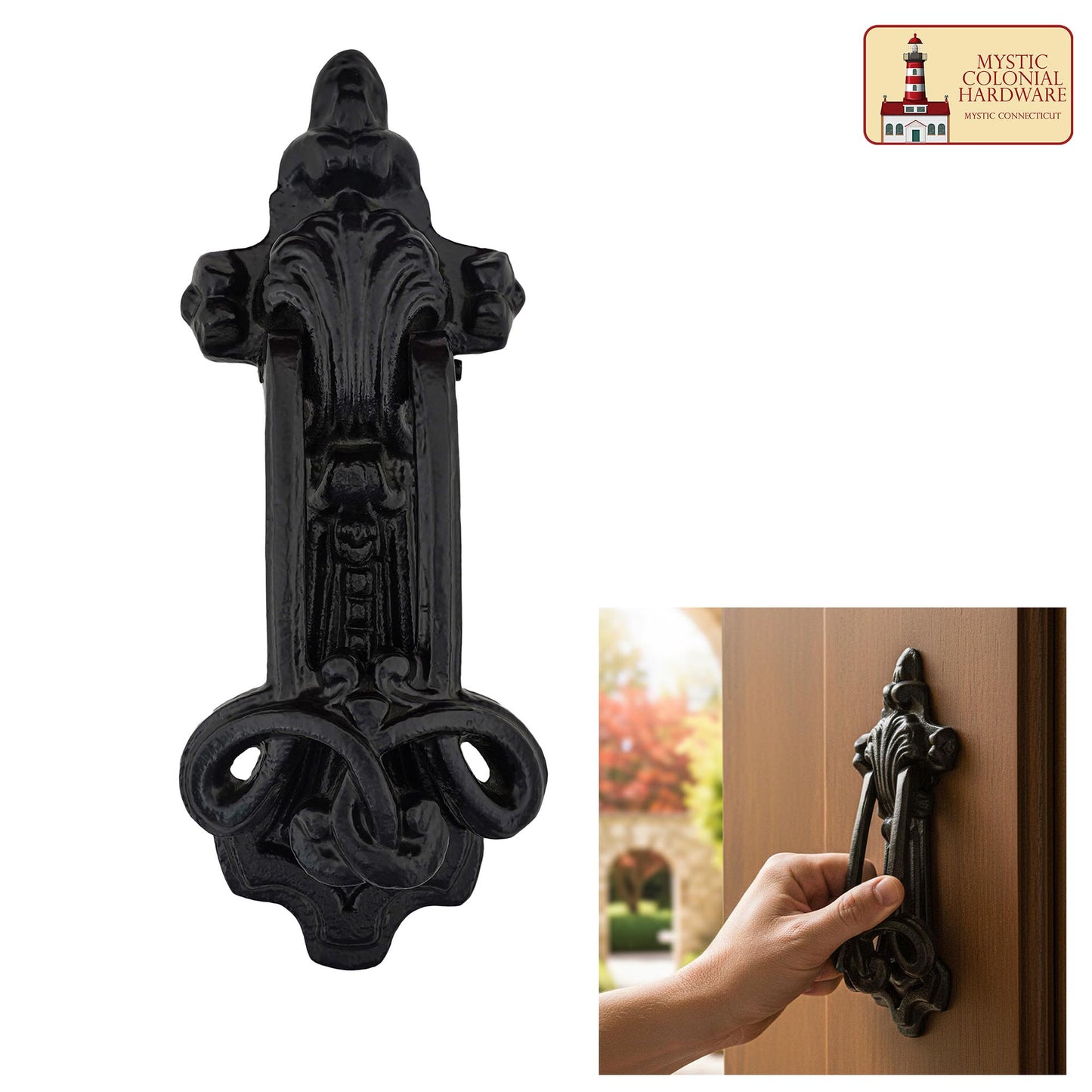 Black Powder Coated Gothic Front Door Artisan Made Antique Knocker