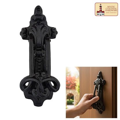 Black Powder Coated Gothic Front Door Artisan Made Antique Knocker