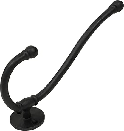 Rustic Forged Iron Wall Hooks, Heavy Duty Retro Utility Hooks for Hanging Coat, Bag, Towel, Robe, Hat and More, Black : Large