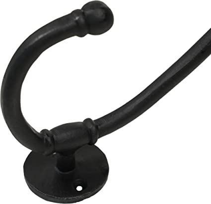 Rustic Forged Iron Wall Hooks, Heavy Duty Retro Utility Hooks for Hanging Coat, Bag, Towel, Robe, Hat and More, Black : Large