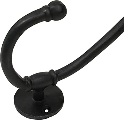 Rustic Forged Iron Wall Hooks, Heavy Duty Retro Utility Hooks for Hanging Coat, Bag, Towel, Robe, Hat and More, Black : Large